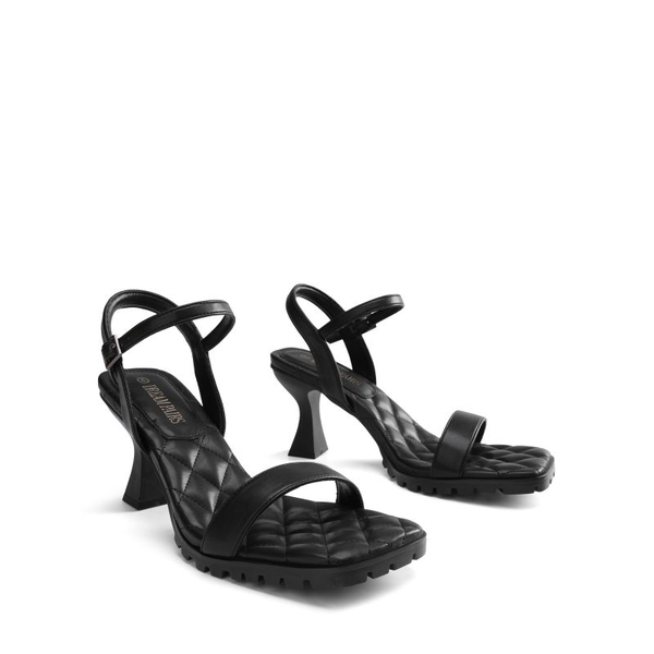 [Wonder Cloud] Athena Square Toe High Stiletto Heel Sandals - BLACK - 4